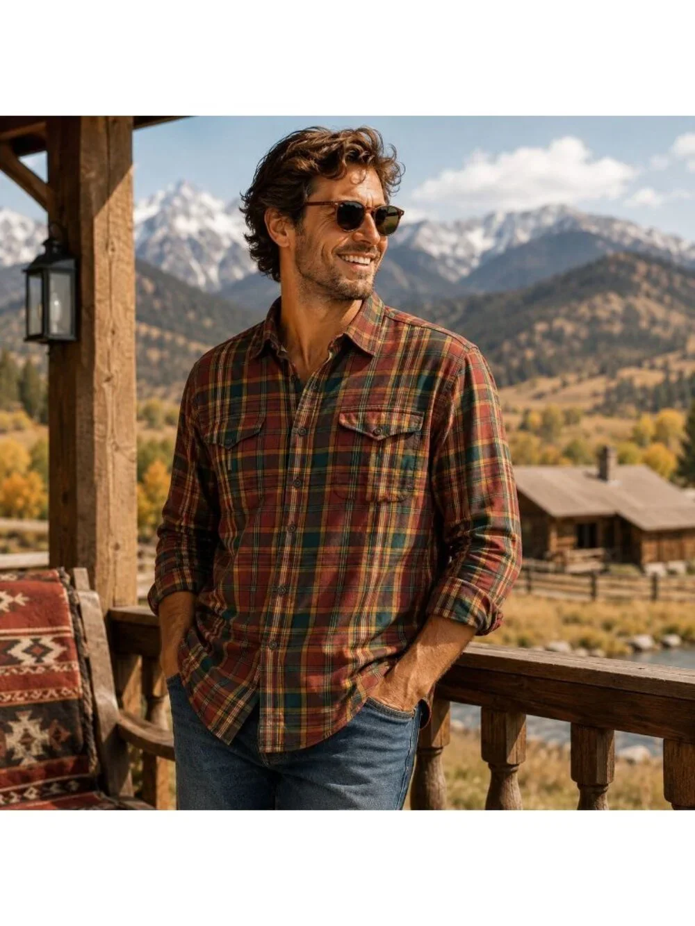 Polo Ralph Lauren Men L Vintage Plaid Flannel Shirt Western Utility Outdoor